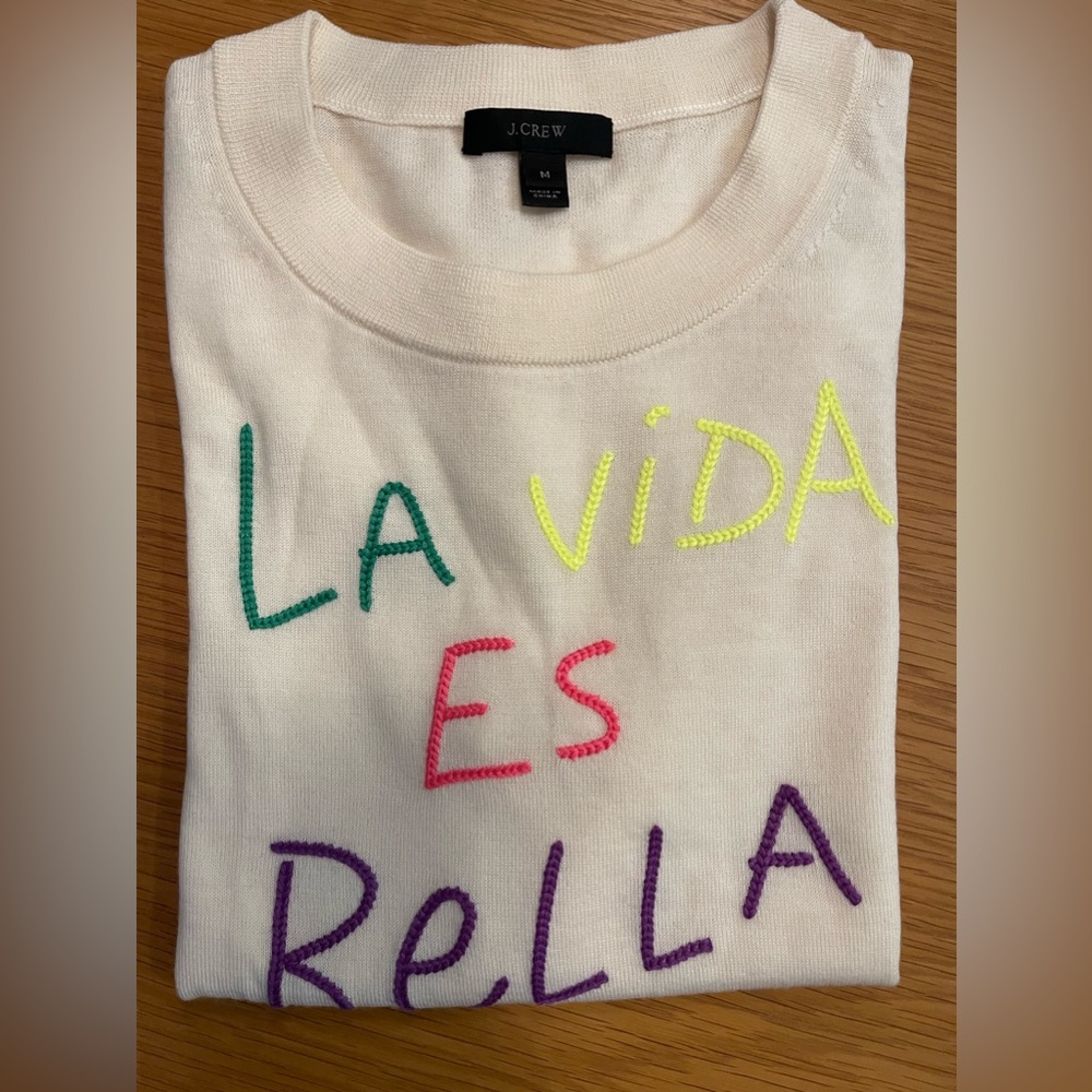 JCrew 100% merino wool embroider sweater. NEW, without tags